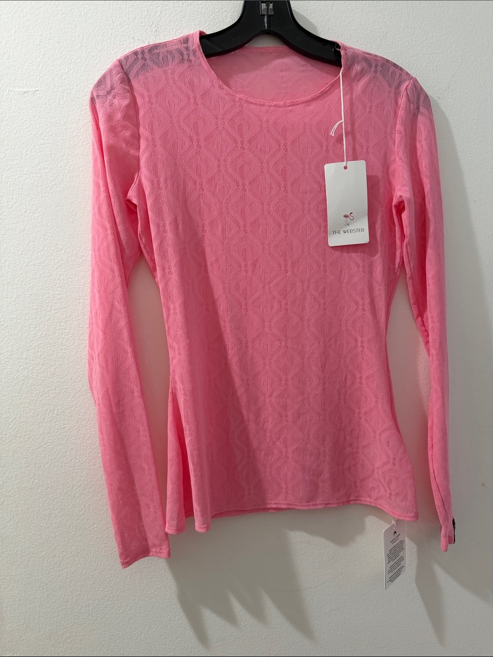 Marine Serre Pink Lace-Effect Long Sleeve Top
Moon diamond mesh top